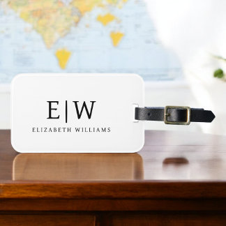 Schwarz-Weiß-Minimalistisch-Modern-Monogramm Gepäckanhänger