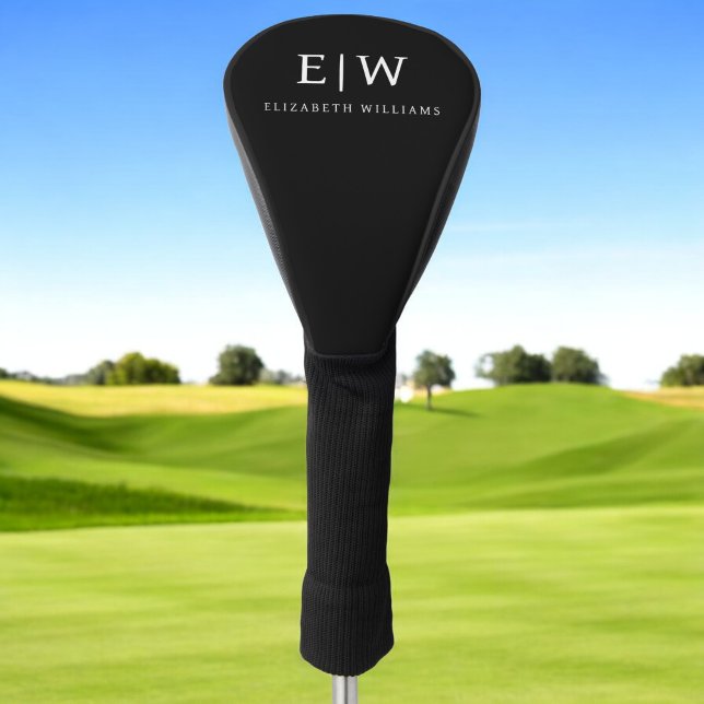 Schwarz-Weiß-Minimalistisch-Modern-Monogramm Golf Headcover (Von Creator hochgeladen)