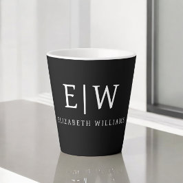 Schwarz-Weiß-Minimalistisch-Modern-Monogramm Milchtasse