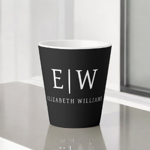 Schwarz-Weiß-Minimalistisch-Modern-Monogramm Milchtasse