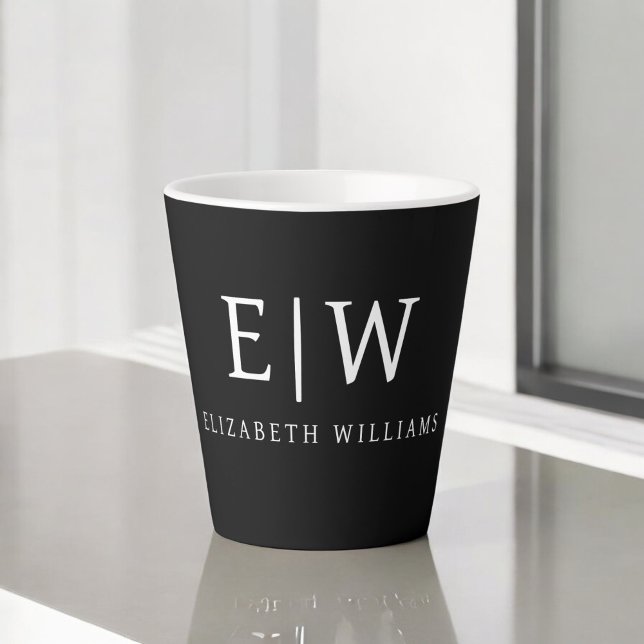 Schwarz-Weiß-Minimalistisch-Modern-Monogramm Milchtasse (Von Creator hochgeladen)