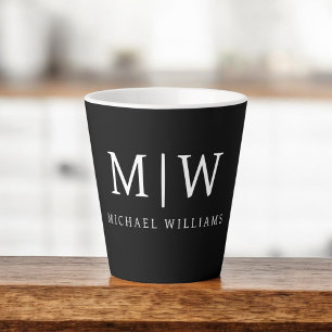 Schwarz-Weiß-Minimalistisch-Modern-Monogramm Milchtasse