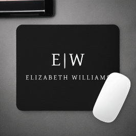 Schwarz-Weiß-Minimalistisch-Modern-Monogramm Mousepad