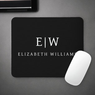 Schwarz-Weiß-Minimalistisch-Modern-Monogramm Mousepad