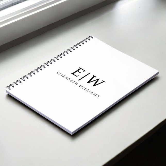 Schwarz-Weiß-Minimalistisch-Modern-Monogramm Notizblock (Von Creator hochgeladen)