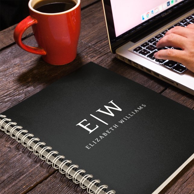 Schwarz-Weiß-Minimalistisch-Modern-Monogramm Notizblock (Von Creator hochgeladen)