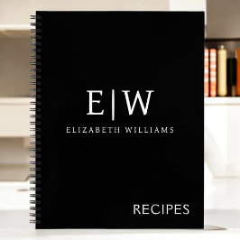 Schwarz-Weiß-Minimalistisch-Modern-Monogramm Notizbuch