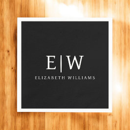 Schwarz-Weiß-Minimalistisch-Modern-Monogramm Serviette