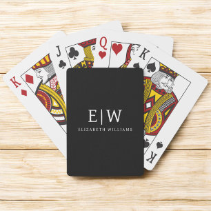 Schwarz-Weiß-Minimalistisch-Modern-Monogramm Spielkarten