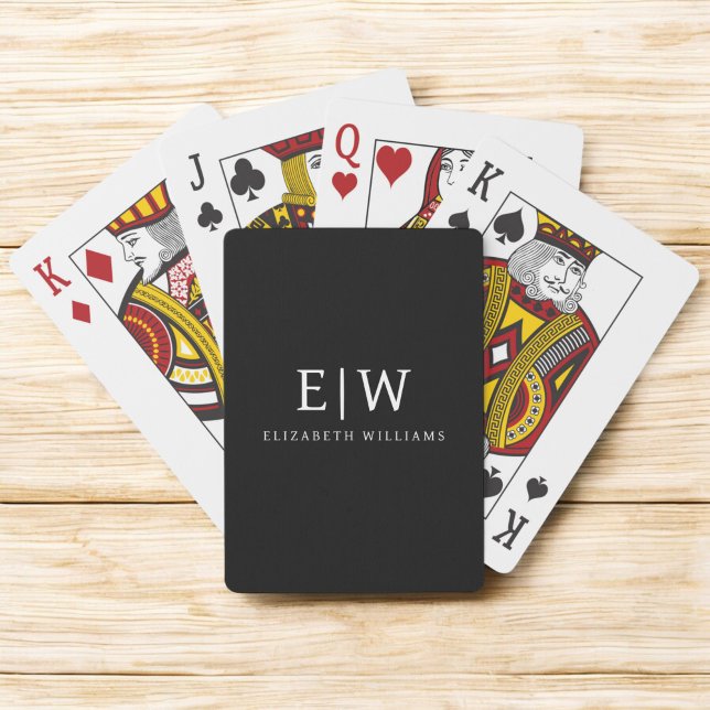Schwarz-Weiß-Minimalistisch-Modern-Monogramm Spielkarten (Von Creator hochgeladen)