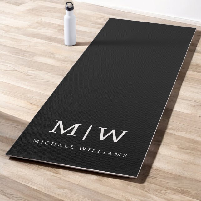 Schwarz-Weiß-Minimalistisch-Modern-Monogramm Yogamatte (Von Creator hochgeladen)