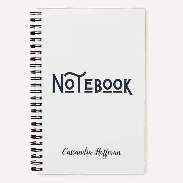 Schwarz-Weiß-Minimalistisch Moderne Mit Monogramm Notizbuch (Vorderseite)