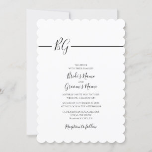 Schwarz-Weiß-Minimalistisch-Monogramm-Hochzeit Einladung