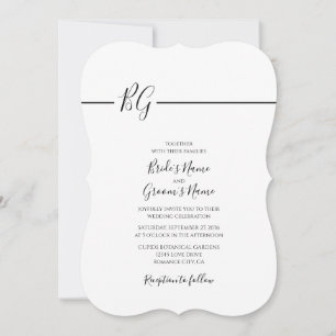 Schwarz-Weiß-Minimalistisch-Monogramm-Hochzeit Einladung