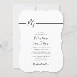 Schwarz-Weiß-Minimalistisch-Monogramm-Hochzeit Einladung