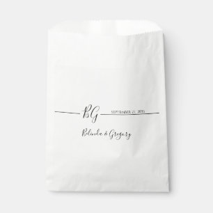 Schwarz-Weiß-Minimalistisch-Monogramm-Hochzeit Geschenktütchen