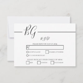 Schwarz-Weiß-Minimalistisch-Monogramm-Hochzeit RSVP Karte