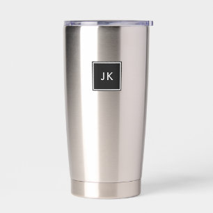 Schwarz-Weiß-Minimalistisch-Monogramm-Initial-Kaff Thermobecher