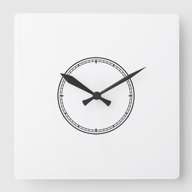 Schwarz-Weiß-Minimalistisch-Quadrat-Uhr Quadratische Wanduhr (Vorderseite)