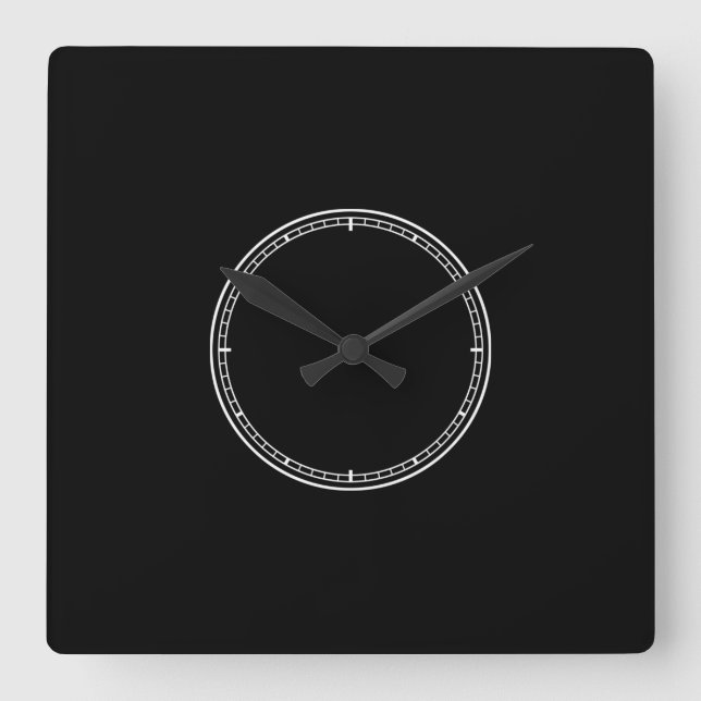 Schwarz-Weiß-Minimalistisch Quadratische Wanduhr (Vorderseite)