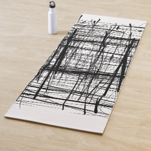 Schwarz-Weiß-Minimalistische Abstrakte Kunst Yogamatte