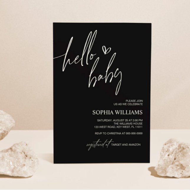 Schwarz-Weiß-Minimalistische Babydusche Einladung (Von Creator hochgeladen)