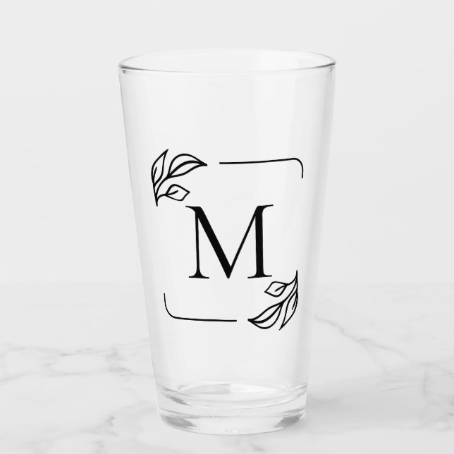 Schwarz-Weiß-Minimalistische Blüte Glas (Vorderseite)