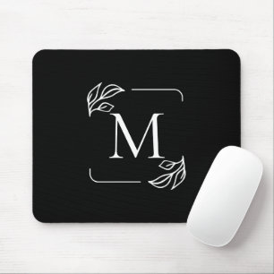Schwarz-Weiß-Minimalistische Blüte Mousepad