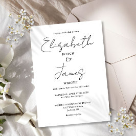 Schwarz-Weiß-Minimalistische, elegante Script-Hoch Einladung
