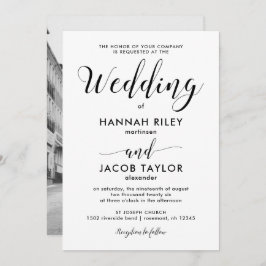 Schwarz-Weiß-Minimalistische Foto-Hochzeit Einladung