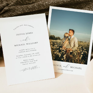 Schwarz-weiß-minimalistische Foto-Hochzeit Einladung