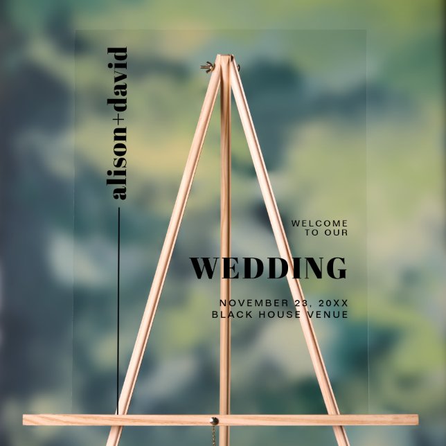 Schwarz-Weiß minimalistische Hochzeit WELCOME Acrylschild (Neutral)