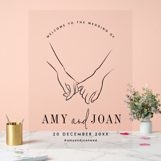 Schwarz-Weiß-Minimalistische Hochzeit Willkommen Acrylschild (Hochzeit)