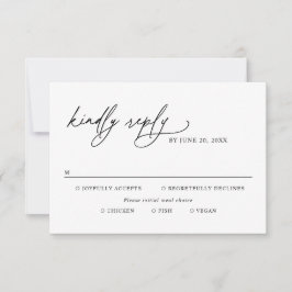 Schwarz-Weiß-Minimalistische Hochzeitsmahlzeiten-O RSVP Karte