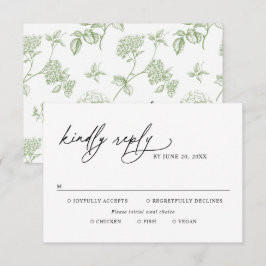 Schwarz-Weiß-Minimalistische Hochzeitsmahlzeiten-O RSVP Karte