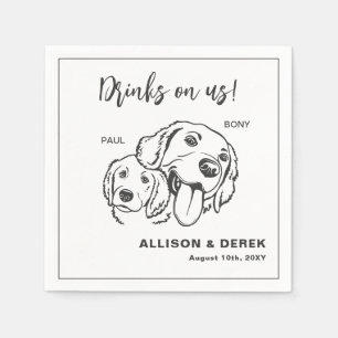 Schwarz-Weiß-Minimalistische Hundekatze Serviette