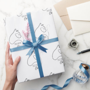 Schwarz-Weiß-Minimalistische Katzengeschenk Geschenkpapier