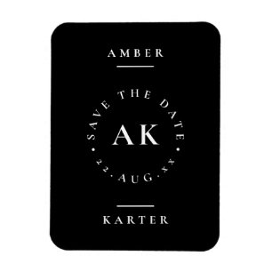 Schwarz-Weiß-Minimalistische Monogramm Save the Da Magnet