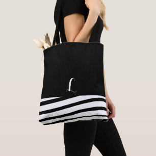 Schwarz-Weiß-Minimalistische Monogramm-Tasche