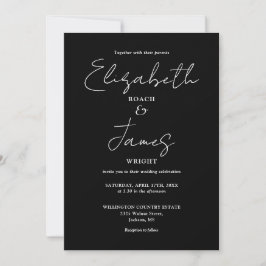 Schwarz-Weiß-Minimalistische QR-Hochzeit Einladung
