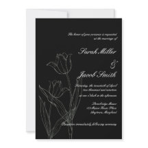 Schwarz-Weiß-Minimalistische Tulip-Hochzeit Einlad