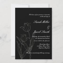 Schwarz-Weiß-Minimalistische Tulip-Hochzeit Einlad Einladung