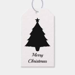 Schwarz-Weiß-Minimalistische Weihnachtsbaumform Geschenkanhänger