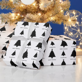 Schwarz-Weiß-Minimalistische Weihnachtsbaummuster Geschenkpapier