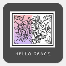 Schwarz-weiß Minimalistischer Hello Grace Sticker