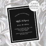 Schwarz-weiß minimalistischer Stellenplan<br><div class="desc">Modernes,  elegantes und einladendes Hotel. Schwarzer Hintergrund mit weißen Rahmen. Personalisieren und fügen Sie einen Namen und Details. Weißer Text. 1 Blatt = 1 Einladung mit Druckkante bis Kante.</div>