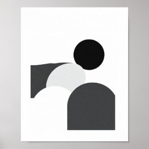 Schwarz-weiß-minimalistisches abstraktes Poster