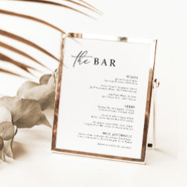 Schwarz-weiß Minimalistisches Bar Menu für moderne