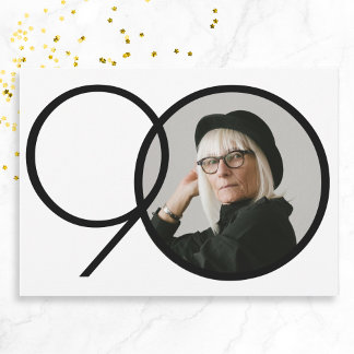 Schwarz-Weiß-Minimalistisches Foto 90. Geburtstag Einladung