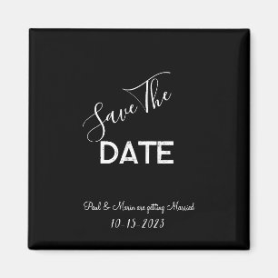 Schwarz-weiß minimalistisches Hochzeit Save-the-Da Magnet